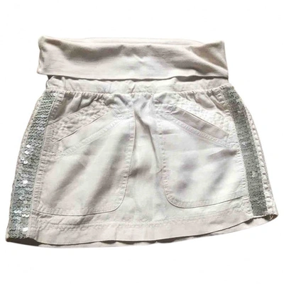 Pre-owned Patrizia Pepe Linen Mini Skirt In Beige
