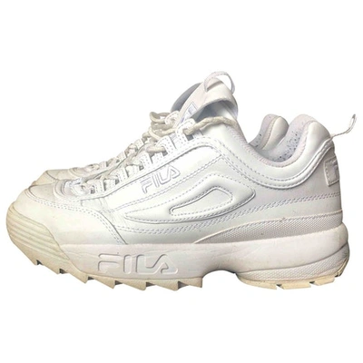 Pre-owned Fila Leather Low Trainers In White