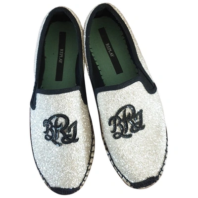 Pre-owned Replay Glitter Flats In White