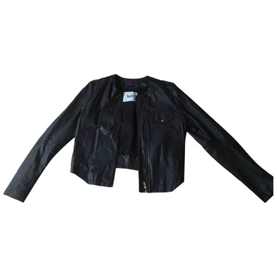 Pre-owned Bruuns Bazaar Leather Biker Jacket In Black