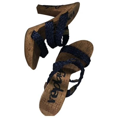 Pre-owned Replay Cloth Sandals In Blue