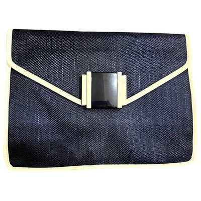 Pre-owned Emporio Armani Blue Cotton Clutch Bag