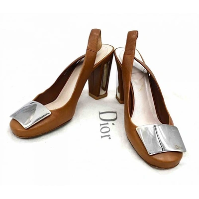 Pre-owned Dior Leather Sandals In Brown