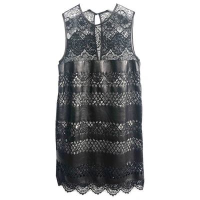 Pre-owned Just Cavalli Leather Mid-length Dress In Black