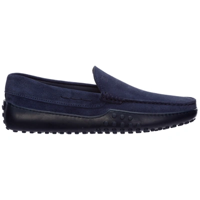 Tod's Men's Suede Loafers Moccasins Gommini In Blue
