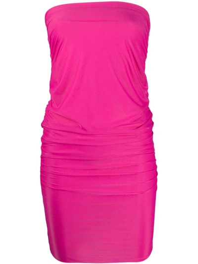 Pinko Strapless Ruched Mini Dress In Fuchsia