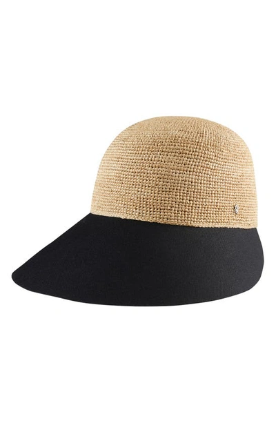 Helen Kaminski Raffia & Cotton Baseball Cap In Natural/ Black