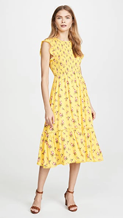 Lost + Wander Mango Tango Floral Smocked Sundress In Yellow/ Floral
