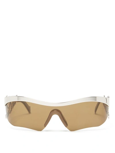 Loewe Logo-arm Rectangular Metal Sunglasses In Brown