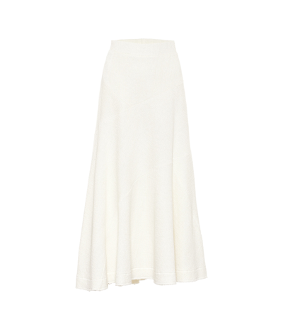 Jil Sander Asymmetric Pleated Voile Midi Skirt In White