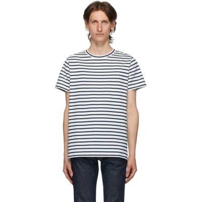Apc Michael Striped Cotton-jersey T-shirt In White,blue