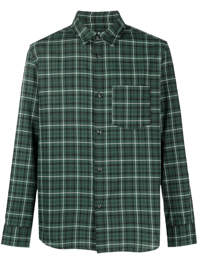 Apc John Checked Cotton-flannel Shirt In Green