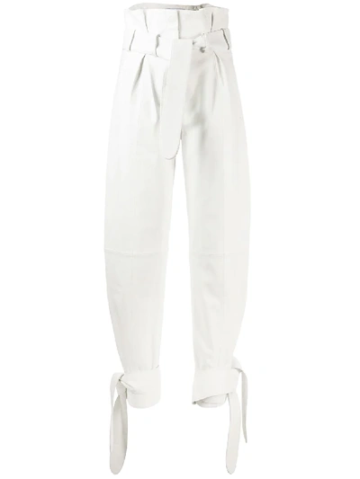 Attico Belted High Waisted Trousers In White