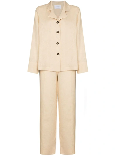 Sleeper Linen Pyjama Set With Trousers In Neutrals