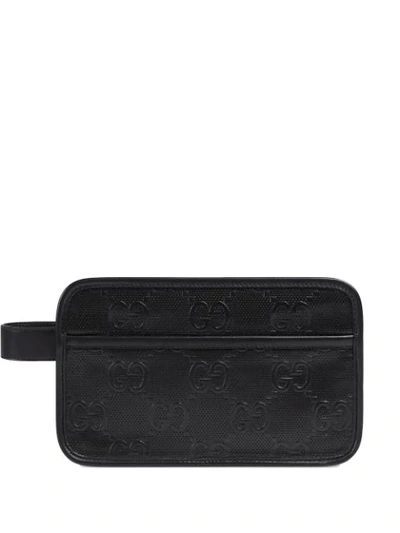 Gucci Black Gg Embossed Leather Washbag