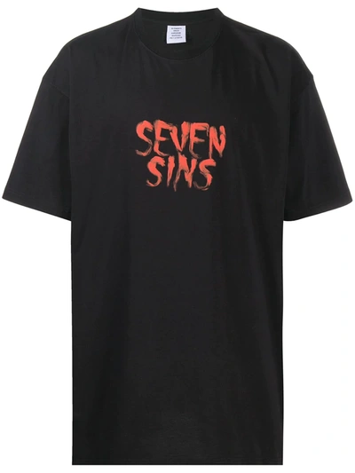 Vetements Seven Sins Black Cotton T-shirt