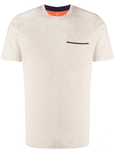 Brunello Cucinelli Chest Pocket T-shirt In Neutrals