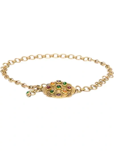 Pre-owned Chanel 1984 Gripoix Glass Necklace In Gold