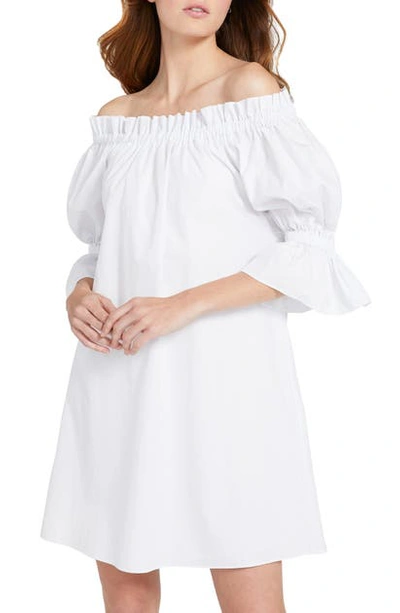 Alice And Olivia Alice + Olivia Paola Off The Shoulder Ruffled Tunic Dress In White