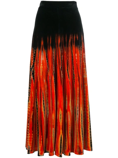 Proenza Schouler Women's Tie-dyed Velvet Maxi Skirt In Orange