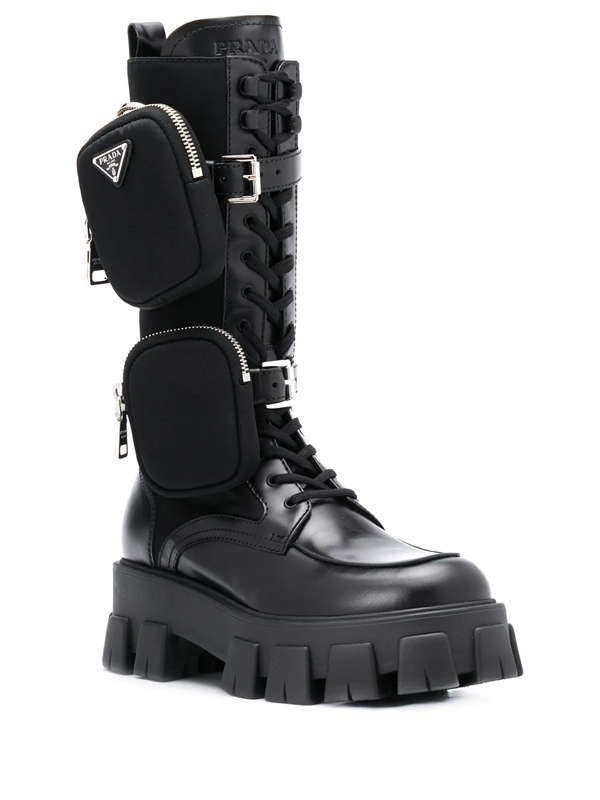 prada block heel combat boot