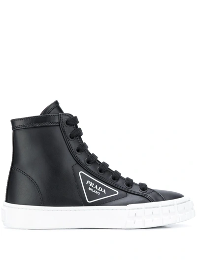 Prada Black Cotton Canvas High-top Sneakers