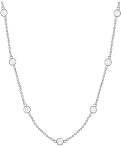 Essentials Cubic Zirconia Station 24" Statement Necklace In Silver Or Gold Plate