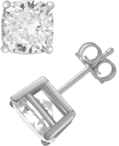 Essentials Cubic Zirconia Cushion Stud Earrings In Silver And Gold Plate