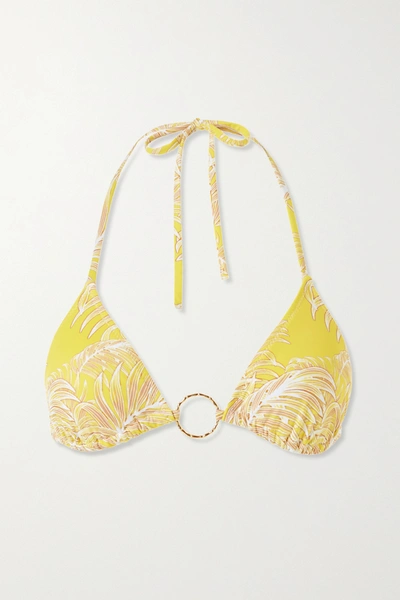Melissa Odabash Miami Embellished Printed Triangle Bikini Top In Yellow