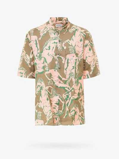 Ferragamo Short Sleeve Cotton Shirt In Pink