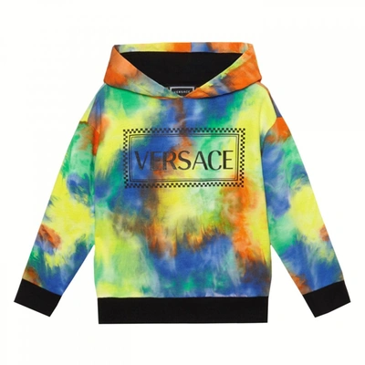 Versace Kids' Boys Multi-coloured Hooded Sweater In Multi Coloured