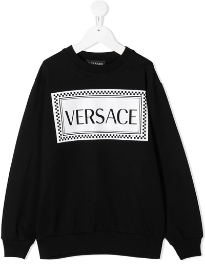 Versace Kids' Boys Cotton Logo Sweater In Black