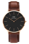 Daniel Wellington Men's Classic Saint Mawes Brown Leather Watch 40mm In Gold