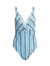 Jonathan Simkhai Metallic Striped One-piece Swimsuit In Blue Stripe