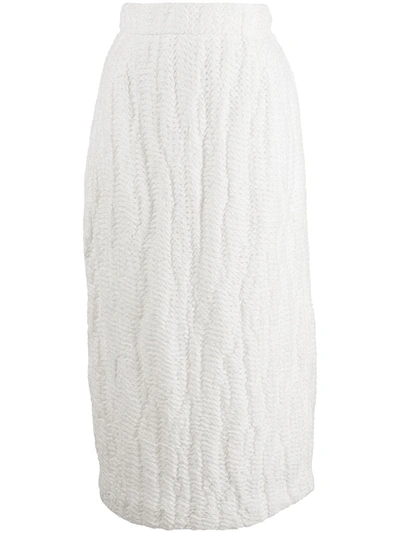 Khaite Mya Textured Midi Pencil Skirt In Ivory