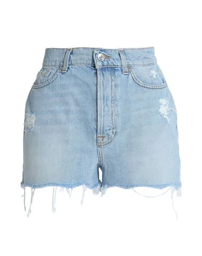 7 For All Mankind Denim Shorts In Blue