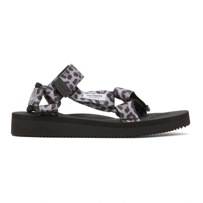 Wacko Maria Grey & Black Suicoke Edition Leopard Beach Sandals