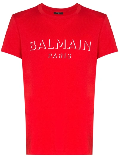 Balmain 3d Logo Graphic T-shirt In Red