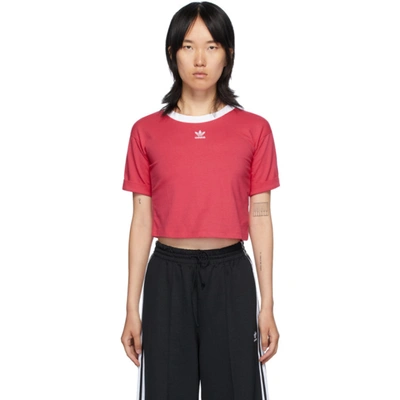 Adidas Originals Adidas Women's Originals Crop T-shirt (plus Size) In Lush Red/ White