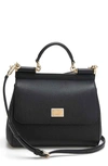 Dolce & Gabbana 'small Miss Sicily' Leather Satchel In Nero