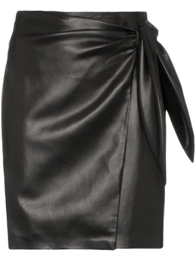 Nanushka Iowa Tie-waist Vegan Leather Mini Skirt In Black