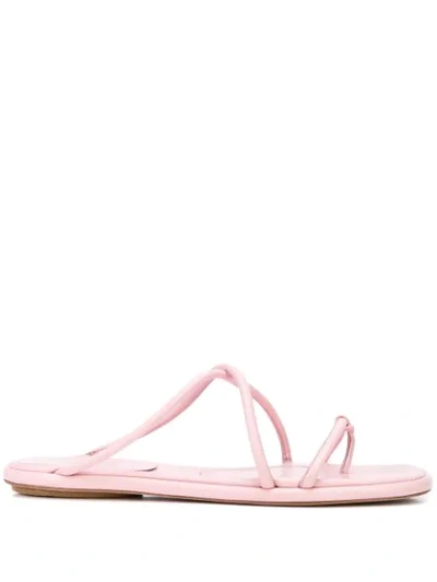 Rosetta Getty Open Toe Strappy Flat Leather Sandals In Pink