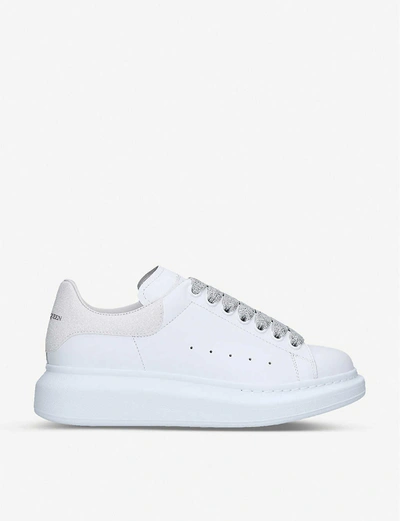 Alexander Mcqueen Runway Leather And Suede Platform Trainers In White
