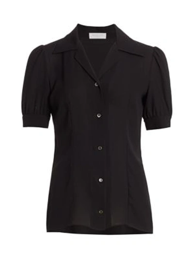 Michael Kors Silk Georgette Camp Shirt In Black
