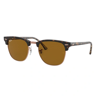 Ray Ban Clubmaster Classic Sunglasses Shiny Havana Frame Brown Lenses 51-21
