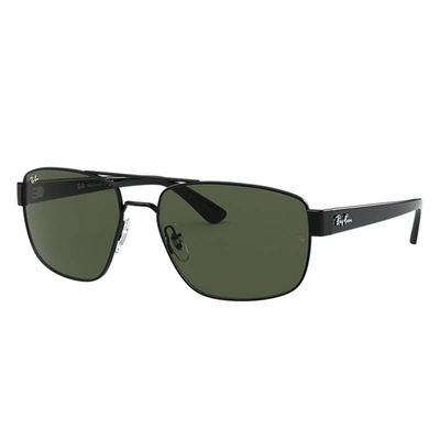 Ray Ban Rb3663 Sunglasses Shiny Black Frame Green Lenses 60-17 In Schwarz Glänzend