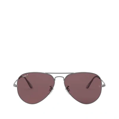 Ray Ban Aviator Metal Ii Sunglasses Gunmetal Frame Violet Lenses Polarized 55-14