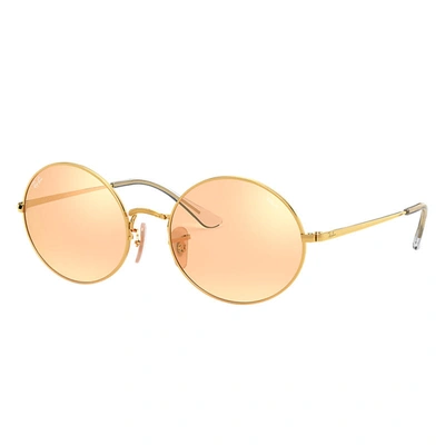 Ray Ban Oval 1970 Mirror Evolve Sunglasses Gold Frame Orange Lenses 54-19