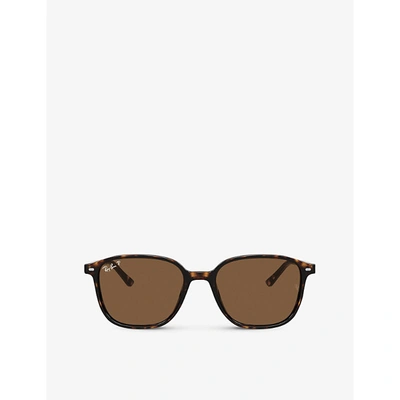 Ray Ban Leonard Sunglasses Tortoise Frame Brown Lenses Polarized 53-18