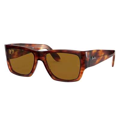 Ray Ban Nomad Legend Gold Sunglasses Striped Havana Frame Brown Lenses 54-17